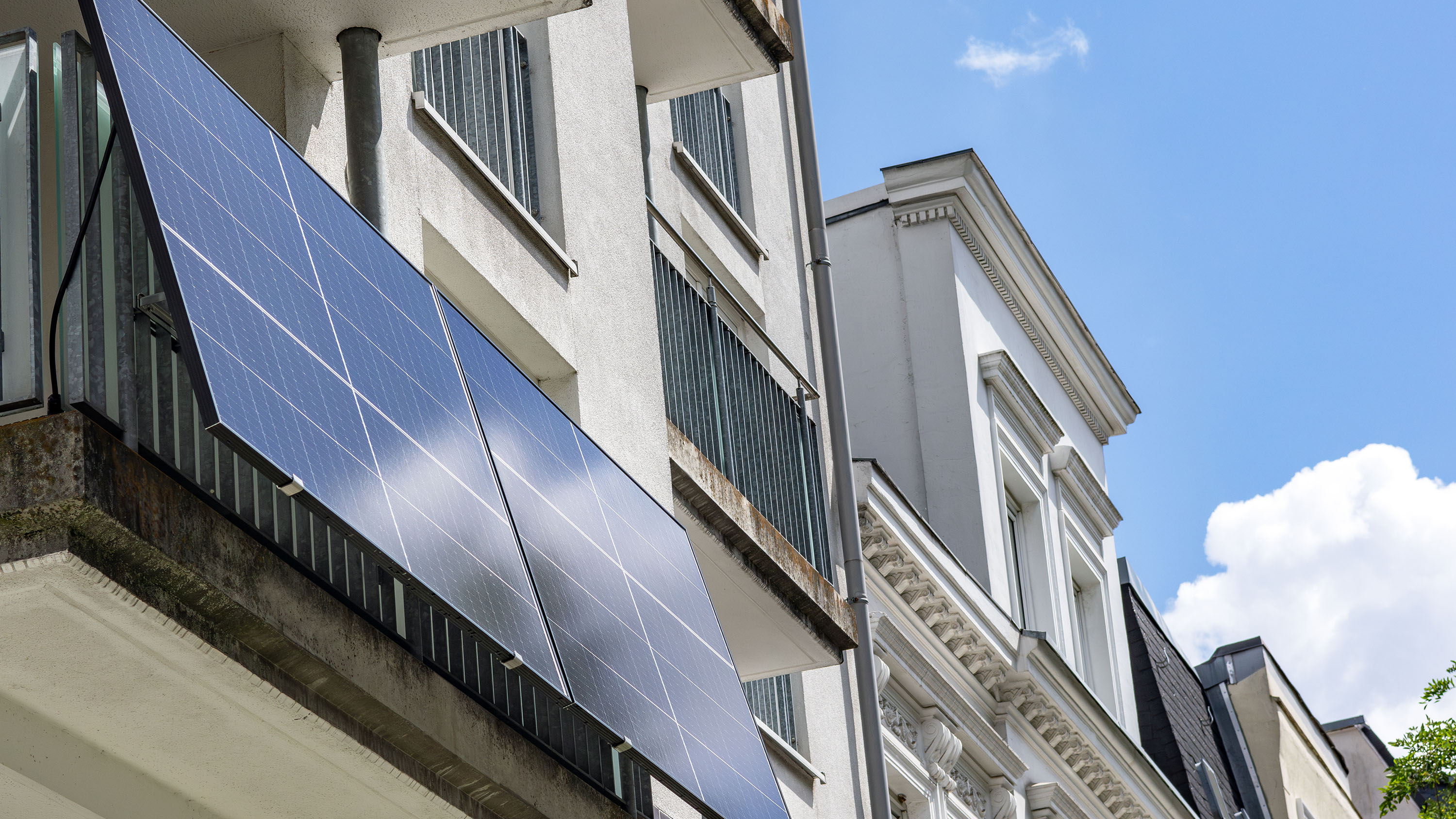 Balcony solar power plant on an apartment building in hamburg.